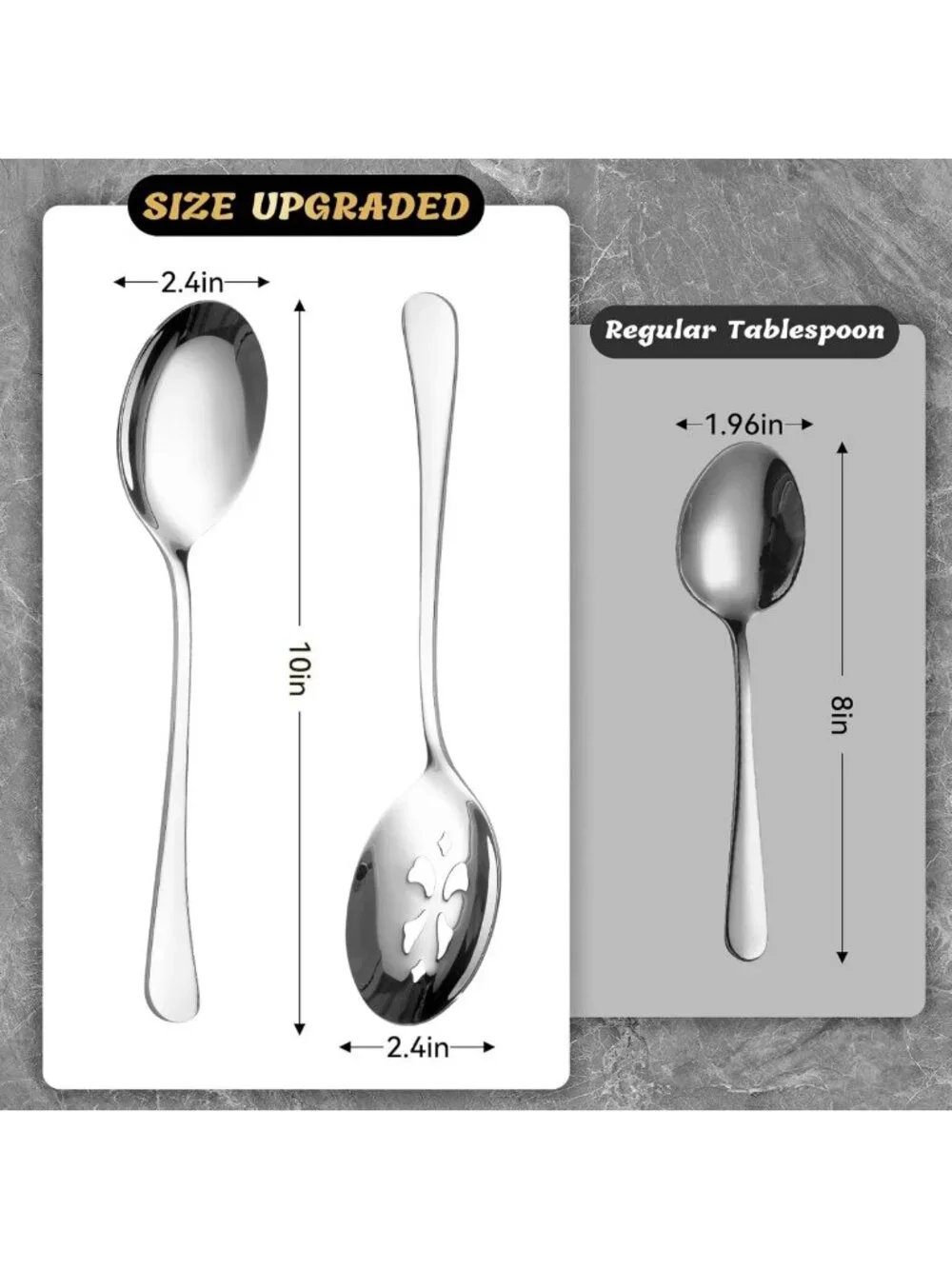6-Piece Stainless Steel Serving Spoon Set - Large & Slotted, Dishwasher Safe